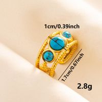 304 Stainless Steel Simple Style Inlay Round Artificial Gemstones Rings main image 4