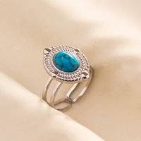 304 Stainless Steel Simple Style Classic Style Inlay Round Artificial Gemstones Rings sku image 2