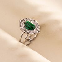 304 Stainless Steel Simple Style Classic Style Inlay Round Artificial Gemstones Rings sku image 3