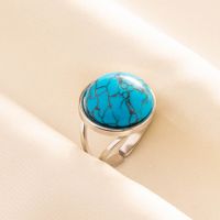 304 Stainless Steel Simple Style Classic Style Inlay Round Artificial Gemstones Rings sku image 4