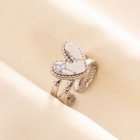 304 Stainless Steel Simple Style Inlay Heart Shape Artificial Gemstones Rings sku image 4