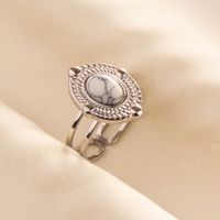 304 Stainless Steel Simple Style Classic Style Inlay Round Artificial Gemstones Rings sku image 5