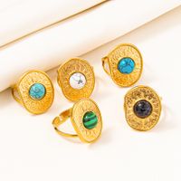 304 Stainless Steel Simple Style Inlay Water Droplets Artificial Gemstones Rings main image 1