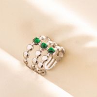 304 Stainless Steel Simple Style Inlay Round Artificial Gemstones Rings sku image 3