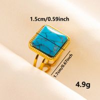 304 Stainless Steel Retro Inlay Square Artificial Gemstones Rings main image 4