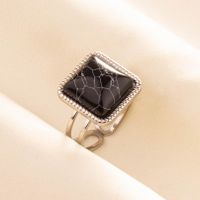 304 Stainless Steel Retro Inlay Square Artificial Gemstones Rings sku image 1