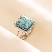 304 Stainless Steel Retro Inlay Square Artificial Gemstones Rings sku image 4