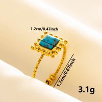 304 Stainless Steel 18K Gold Plated Vintage Style Ethnic Style Inlay Geometric Artificial Gemstones Imitating Stone Open Rings main image 2