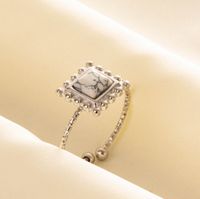 304 Stainless Steel 18K Gold Plated Vintage Style Ethnic Style Inlay Geometric Artificial Gemstones Imitating Stone Open Rings sku image 5