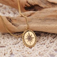304 Stainless Steel Simple Style Inlay Solid Color Natural Stone Pendant Necklace main image 1