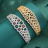 Copper 18K Gold Plated Elegant Luxurious Plating Inlay Color Block Zircon Bangle main image 3