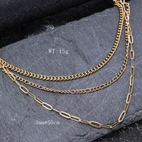 304 Stainless Steel Simple Style Solid Color Three Layer Necklace main image 2