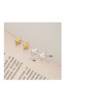 1 Pair IG Style Simple Style Star Hollow Out Inlay Sterling Silver Pearl Ear Studs main image 2