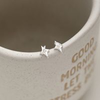 1 Pair IG Style Simple Style Star Hollow Out Inlay Sterling Silver Pearl Ear Studs main image 4