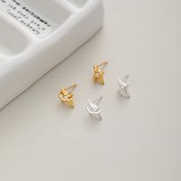 1 Pair IG Style Simple Style Star Hollow Out Inlay Sterling Silver Pearl Ear Studs main image 1