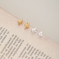 1 Pair IG Style Simple Style Star Hollow Out Inlay Sterling Silver Pearl Ear Studs main image 6