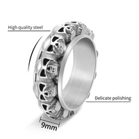 304 Stainless Steel 18K Gold Plated Elegant Simple Style Polishing Skull Rings Anxiety Ring main image 2