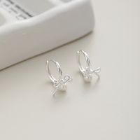 1 Paar Romantisch Süss Bogenknoten Überzug Inlay Sterling Silber Perle Ohrringe main image 3