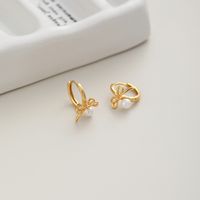 1 Paar Romantisch Süss Bogenknoten Überzug Inlay Sterling Silber Perle Ohrringe main image 4