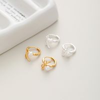 1 Paar Romantisch Süss Bogenknoten Überzug Inlay Sterling Silber Perle Ohrringe main image 1