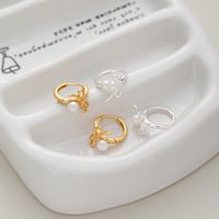 1 Paar Romantisch Süss Bogenknoten Überzug Inlay Sterling Silber Perle Ohrringe main image 5