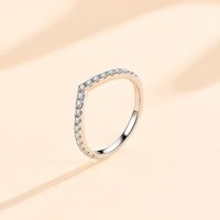 Sterling Silver 14K Gold Plated White Gold Plated Bridal Classic Style Plating Inlay V Shape Zircon Rings sku image 6