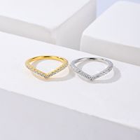 Sterling Silver 14K Gold Plated White Gold Plated Bridal Classic Style Plating Inlay V Shape Zircon Rings main image 2