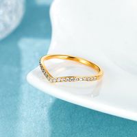 Sterling Silver 14K Gold Plated White Gold Plated Bridal Classic Style Plating Inlay V Shape Zircon Rings sku image 1