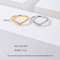 Sterling Silver 14K Gold Plated White Gold Plated Bridal Classic Style Plating Inlay V Shape Zircon Rings main image 8