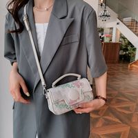 Women's Pu Leather Printing Classic Style Sewing Thread Zipper Flip Cover Handbag Crossbody Bag sku image 1