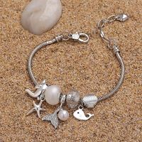 Wholesale Jewelry Vacation Beach Tropical Starfish Dolphin Shell Alloy Rhinestone Copper Rhinestones Enamel Inlay Bracelets main image 7
