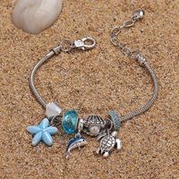 Wholesale Jewelry Vacation Beach Tropical Starfish Dolphin Shell Alloy Rhinestone Copper Rhinestones Enamel Inlay Bracelets main image 1