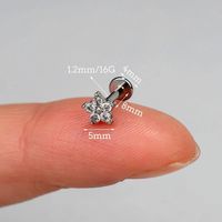 1 Piece Simple Style Petal Inlay 316 Stainless Steel  Zircon Cartilage Earrings main image 3
