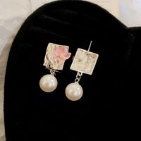 1 Pair Elegant Simple Style Butterfly Butterfly Inlay Alloy Imitation Pearl Drop Earrings main image 3