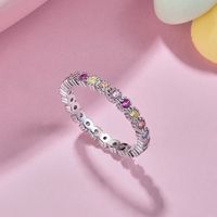Sterling Silver Simple Style Plating Inlay Geometric Heart Shape Zircon Rings main image 1