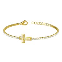 Titanium Steel Gold Plated Elegant Simple Style Plating Cross Artificial Diamond Bracelets main image 4
