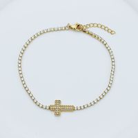 Titanium Steel Gold Plated Elegant Simple Style Plating Cross Artificial Diamond Bracelets sku image 6