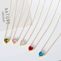 Titanium Steel 18K Gold Plated Lady Plating Heart Shape Zircon Pendant Necklace main image 6