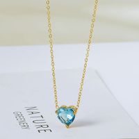 Titanium Steel 18K Gold Plated Lady Plating Heart Shape Zircon Pendant Necklace sku image 9