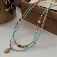 Simple Style Geometric Natural Stone Malachite Freshwater Pearl Necklace In Bulk main image 4