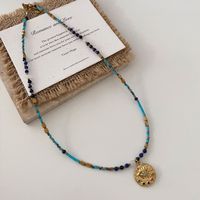 Wholesale Jewelry Retro Ethnic Style Classic Style Eye Beaded Copper Copper Alloy Turquoise Inlay Pendant Necklace Necklace sku image 12