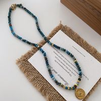 Simple Style Geometric Natural Stone Malachite Freshwater Pearl Necklace In Bulk sku image 14