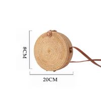 Women's Medium Straw Solid Color Vacation Beach Weave Hook Loop Straw Bag sku image 2