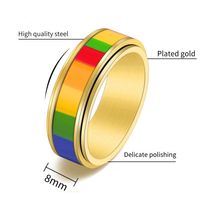 304 Stainless Steel 18K Gold Plated Glam Luxurious Polishing Epoxy Plating Stripe Rings main image 2