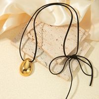 Edelstahl 304 Vergoldet Einfacher Stil Pendeln Überzug Wassertropfen Halskette Mit Anhänger main image 4