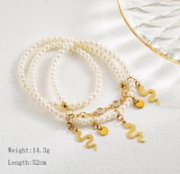 Nordic Style Artistic Devil's Eye Snake 304 Stainless Steel Imitation Pearl 18K Gold Plated Bracelets Bangle In Bulk sku image 2