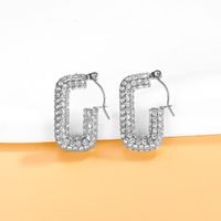 1 Pair Simple Style Solid Color Inlay 304 Stainless Steel Zircon 18K Gold Plated Earrings main image 1
