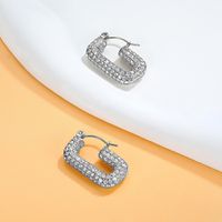 1 Pair Simple Style Solid Color Inlay 304 Stainless Steel Zircon 18K Gold Plated Earrings main image 4