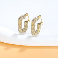 1 Pair Simple Style Solid Color Inlay 304 Stainless Steel Zircon 18K Gold Plated Earrings main image 6