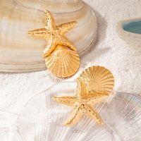 2 Pieces Casual Sweet Starfish Shell Alloy Drop Earrings main image 1